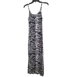 Melrose‎ Studio Womens Zebra Print Maxi Dress Black White Spaghetti Strap Small